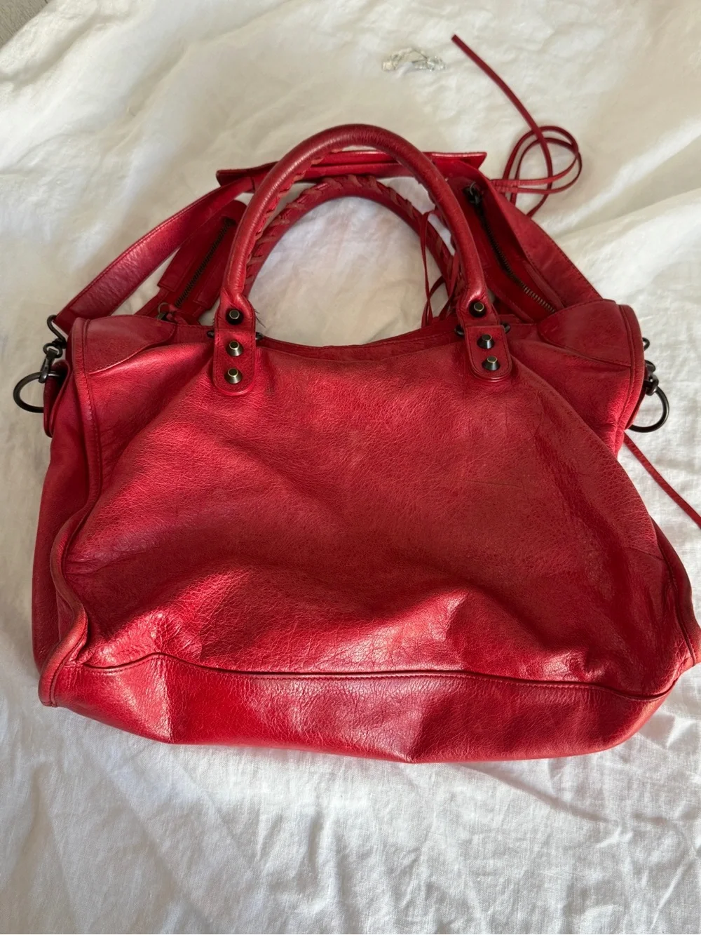 Vintage Red Balenciaga Lambskin Classic City Bag - Picture 8 of 13